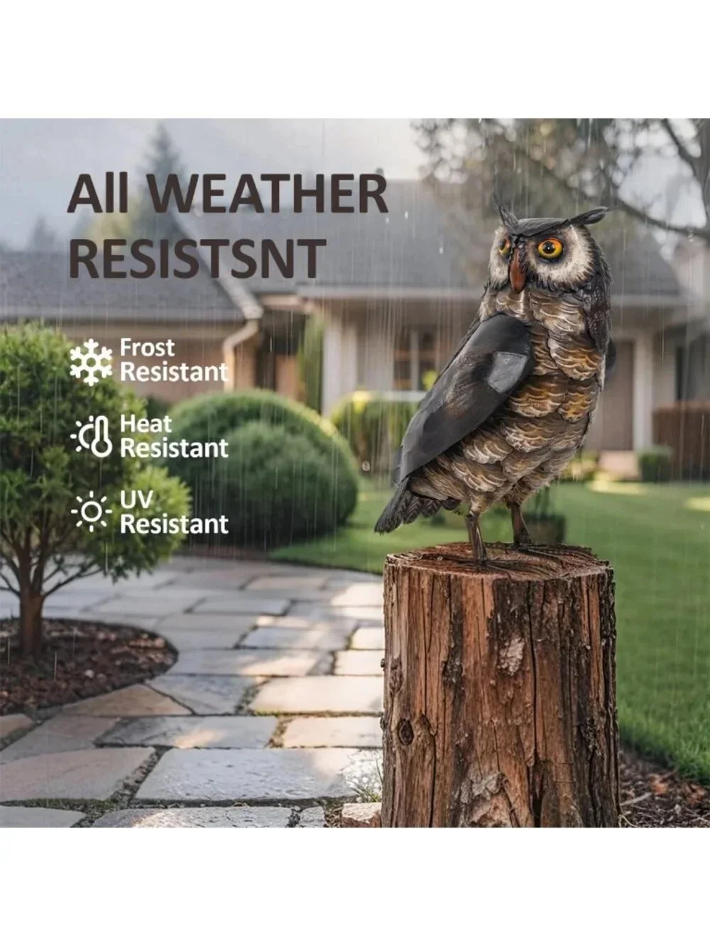 Metal Garden Owl Sculpture - Standing Bird Yard Art for Outdoor Decor, Patio